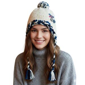 AMERICAN RAG Ivory Ribbon & Button Crafty Trapper Women Cold Weather Fashion Hat